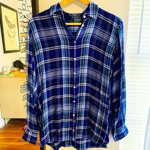 LAUREN Ralph Lauren Plaid Roll-Sleeve Buttoned Top